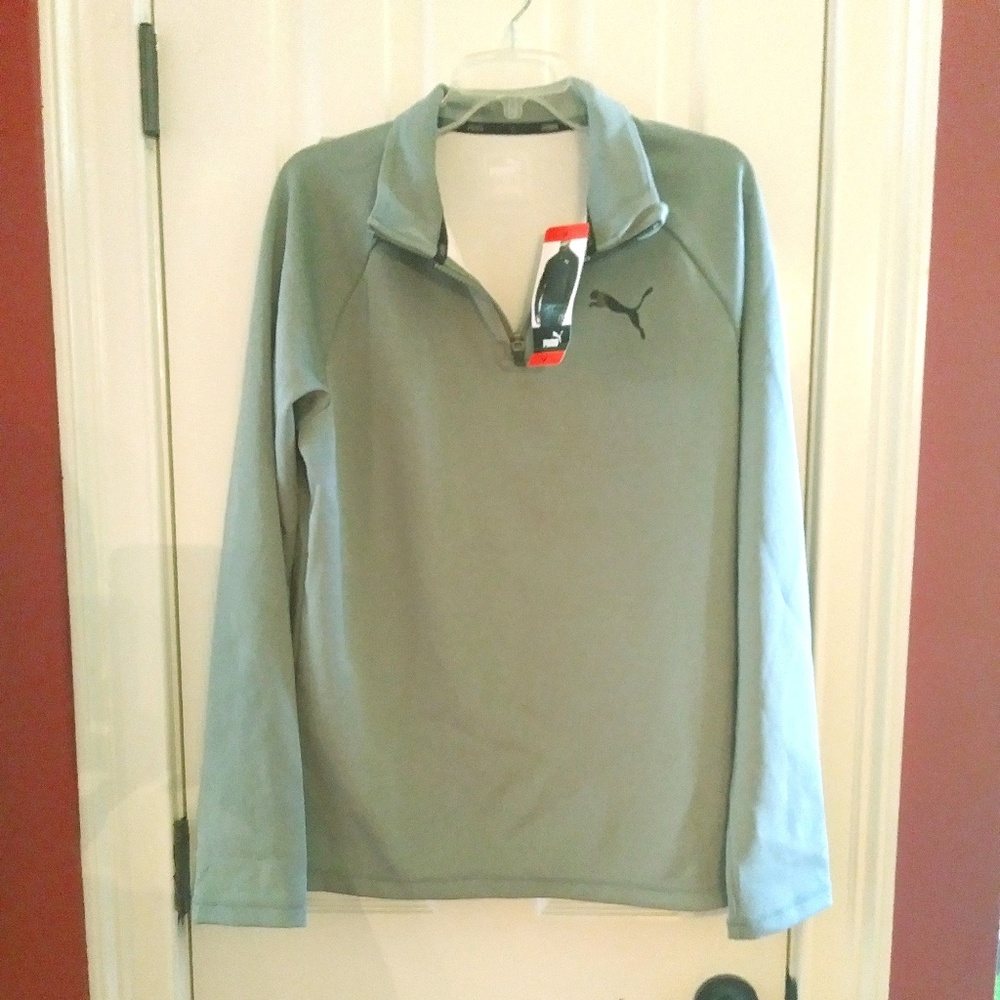 Puma Mens Runner Pull Over 1/4 Zip Gray